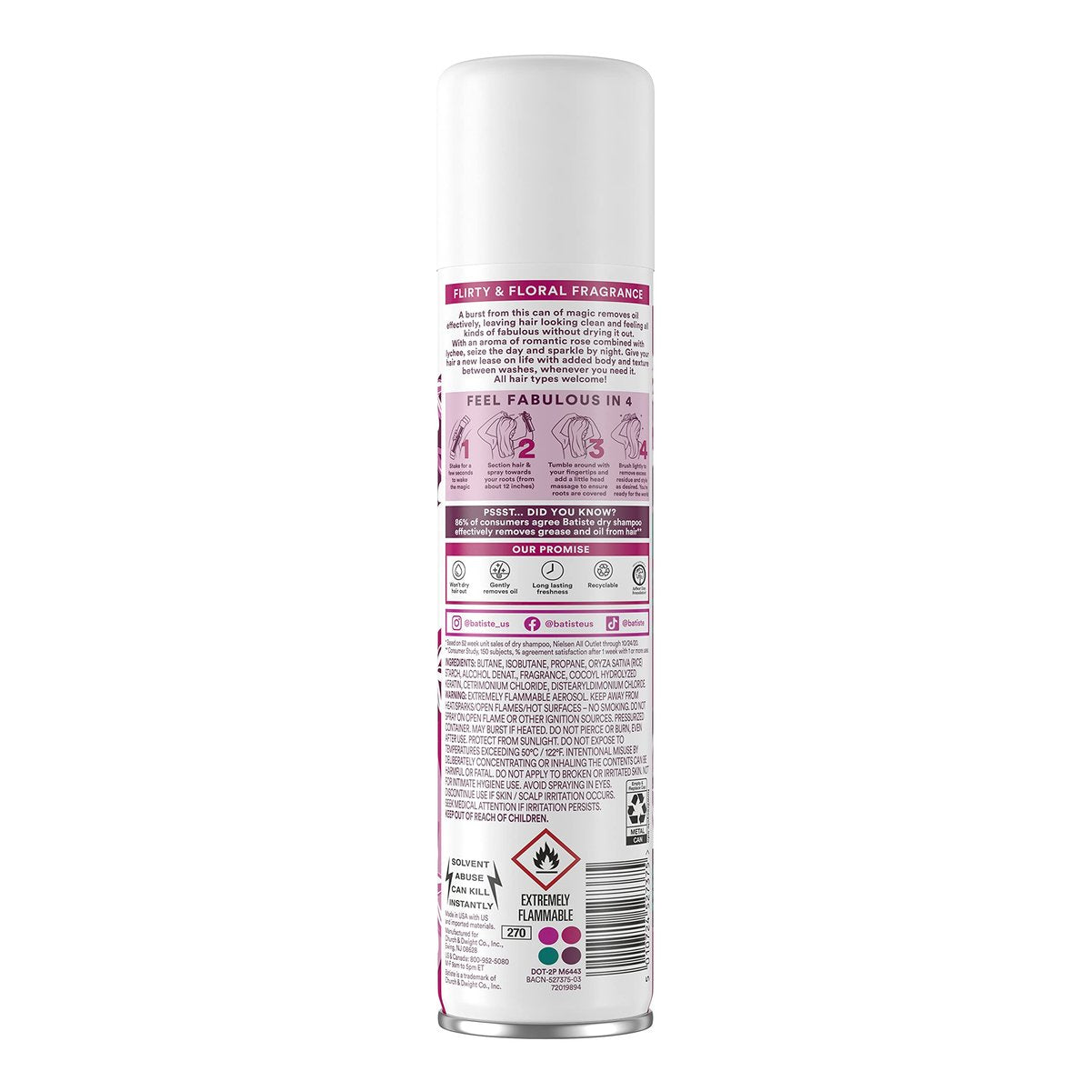 Batiste Blush Dry Shampoo – 6.73 oz (Pack of 6) for Voluminous, Fragrant Hair Avelisse
