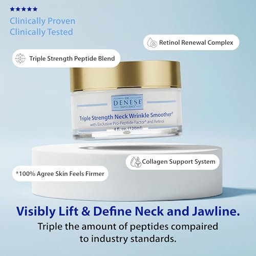 Dr. Denese Triple Strength Neck Wrinkle Smoother 4 oz – Firming Cream with Peptides, Retinol & Hyaluronic Acid Avelisse