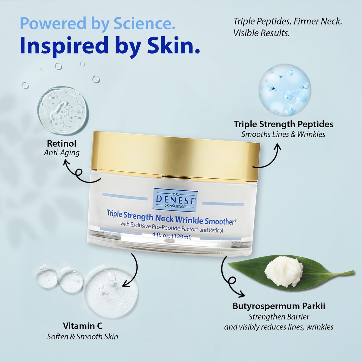 Dr. Denese Triple Strength Neck Wrinkle Smoother 4 oz – Firming Cream with Peptides, Retinol & Hyaluronic Acid Avelisse