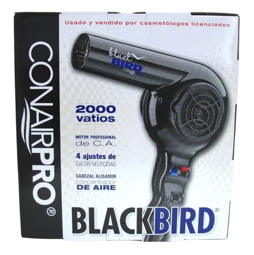 Conair Pro Blackbird Hair Dryer - 2000 Watt Professional Blow Dryer for Fast, Frizz-Free Styling Avelisse
