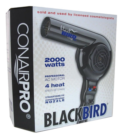 Conair Pro Blackbird Hair Dryer - 2000 Watt Professional Blow Dryer for Fast, Frizz-Free Styling Avelisse