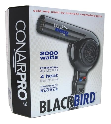 Conair Pro Blackbird Hair Dryer - 2000 Watt Professional Blow Dryer for Fast, Frizz-Free Styling Avelisse
