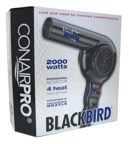 Conair Pro Blackbird Hair Dryer - 2000 Watt Professional Blow Dryer for Fast, Frizz-Free Styling Avelisse