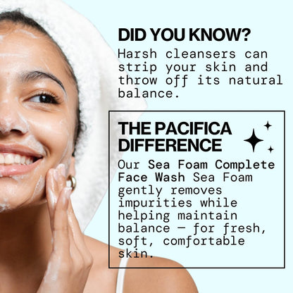 Pacifica Beauty Sea Foam Face Wash – Gentle Foaming Cleanser with Coconut Water & Sea Algae for Combination & Oily Skin, Vegan & Cruelty-Free, 5 Fl Oz