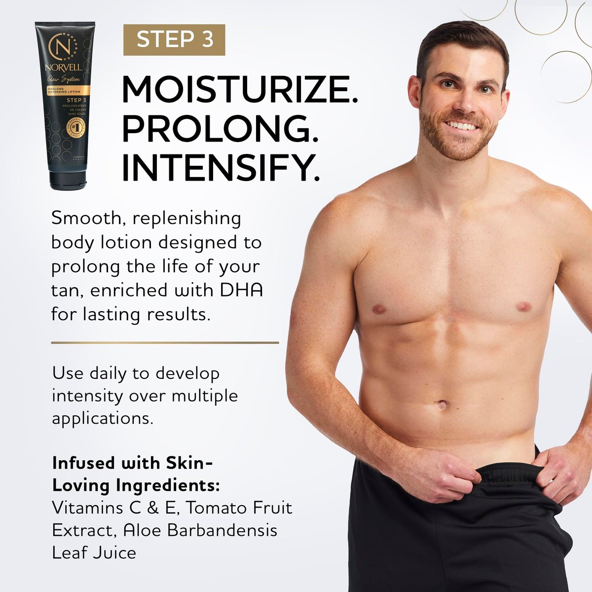 Norvell Prolong Self Tanner Color Extender Moisturizing Lotion 8.5 fl oz – Hydrating Sunless Tanning Enhancer for Longer Lasting Color, Even Fade Avelisse