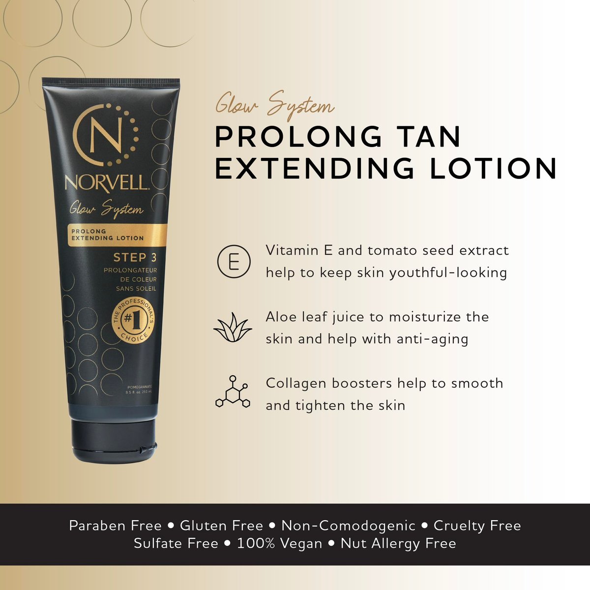 Norvell Prolong Self Tanner Color Extender Moisturizing Lotion 8.5 fl oz – Hydrating Sunless Tanning Enhancer for Longer Lasting Color, Even Fade Avelisse