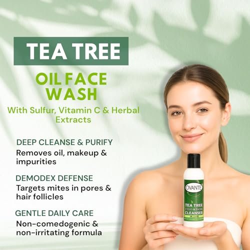 OVANTE Tea Tree Oil Eyelid & Facial Cleanser Wash for Demodex Prone Skin, 4 oz Avelisse