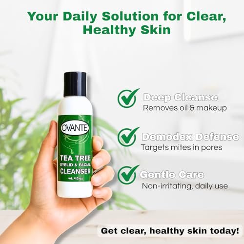 OVANTE Tea Tree Oil Eyelid & Facial Cleanser Wash for Demodex Prone Skin, 4 oz Avelisse