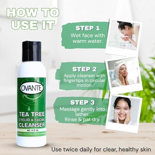 OVANTE Tea Tree Oil Eyelid & Facial Cleanser Wash for Demodex Prone Skin, 4 oz Avelisse