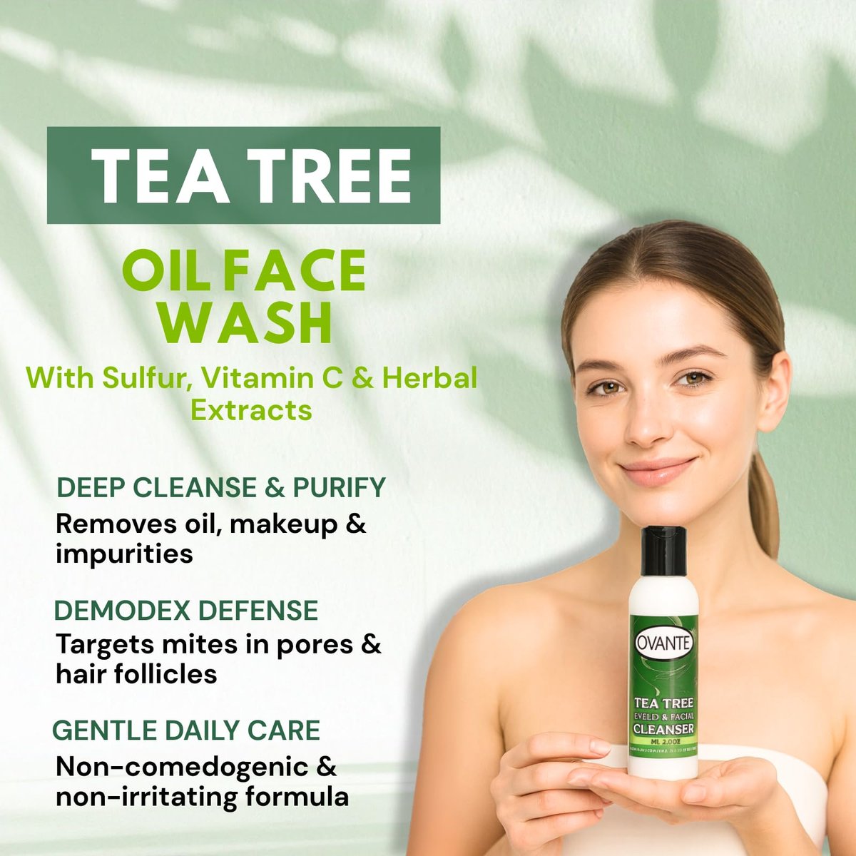 OVANTE Tea Tree Oil Eyelid & Facial Cleanser Wash for Demodex Prone Skin, 4 oz Avelisse