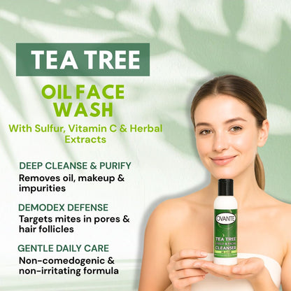 OVANTE Tea Tree Oil Eyelid & Facial Cleanser Wash for Demodex Prone Skin, 4 oz Avelisse