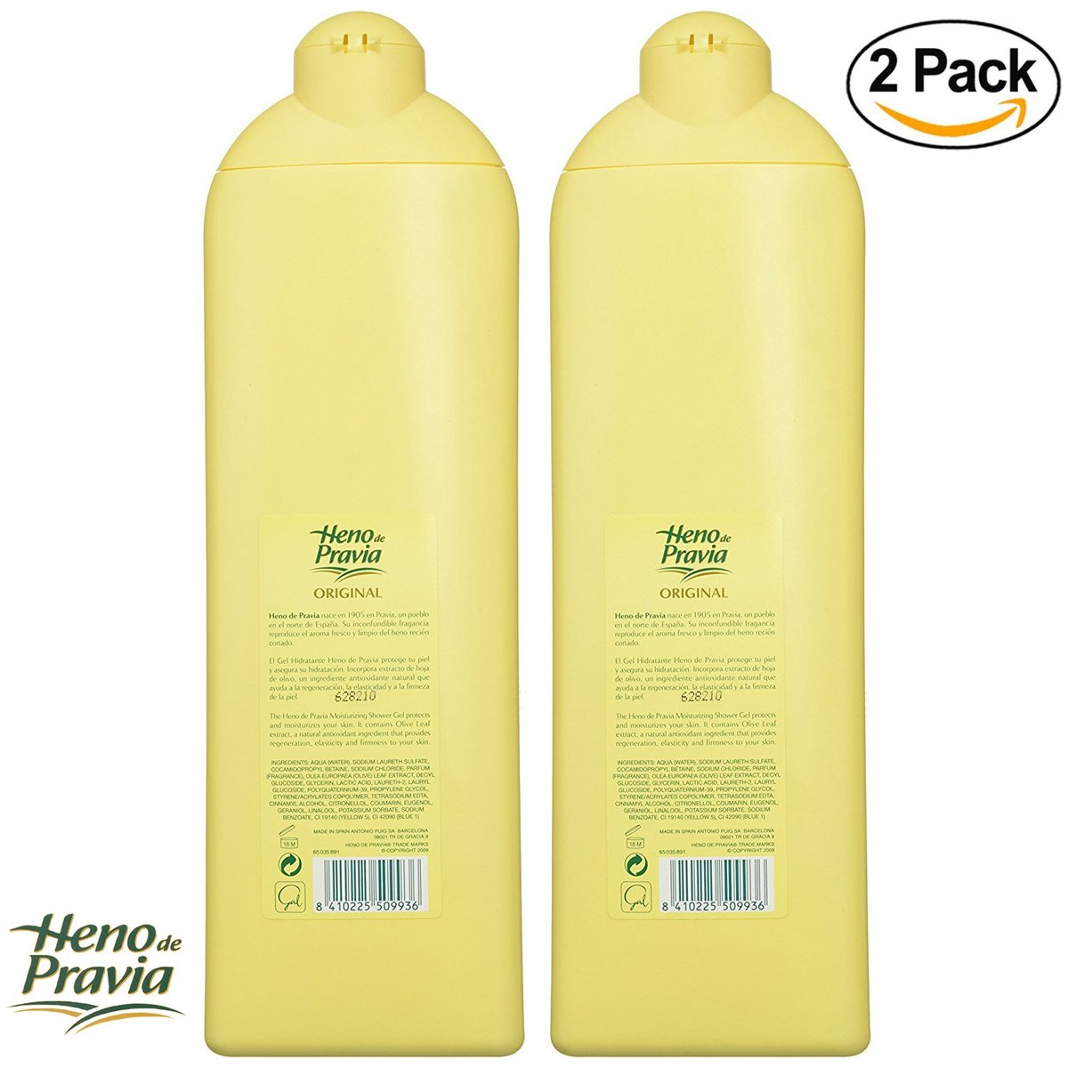 Heno de Pravia Original Shower Gel - 22.5 Fl Oz (Pack of 2) - Classic Spanish Body Wash for Soft, Fresh Skin Avelisse