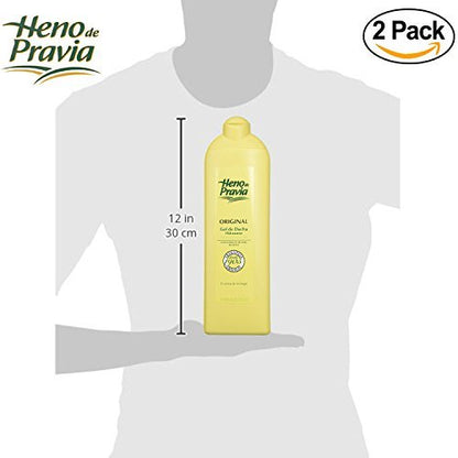 Heno de Pravia Original Shower Gel - 22.5 Fl Oz (Pack of 2) - Classic Spanish Body Wash for Soft, Fresh Skin Avelisse
