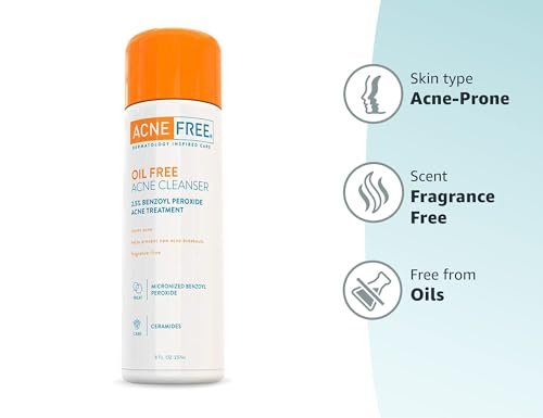 AcneFree Oil-Free Cleanser with Benzoyl Peroxide 2.5% and Glycolic Acid – Unscented, 8 Fl Oz - görsel 13