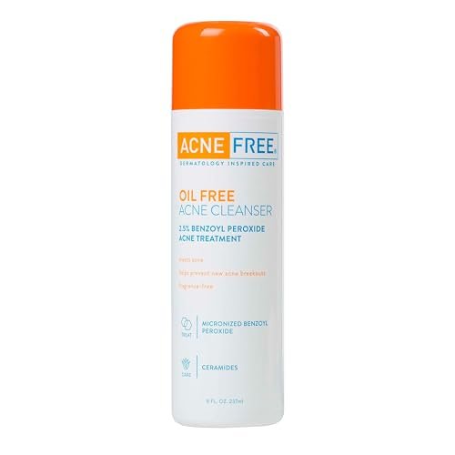 AcneFree Oil-Free Cleanser with Benzoyl Peroxide 2.5% and Glycolic Acid – Unscented, 8 Fl Oz - görsel 1