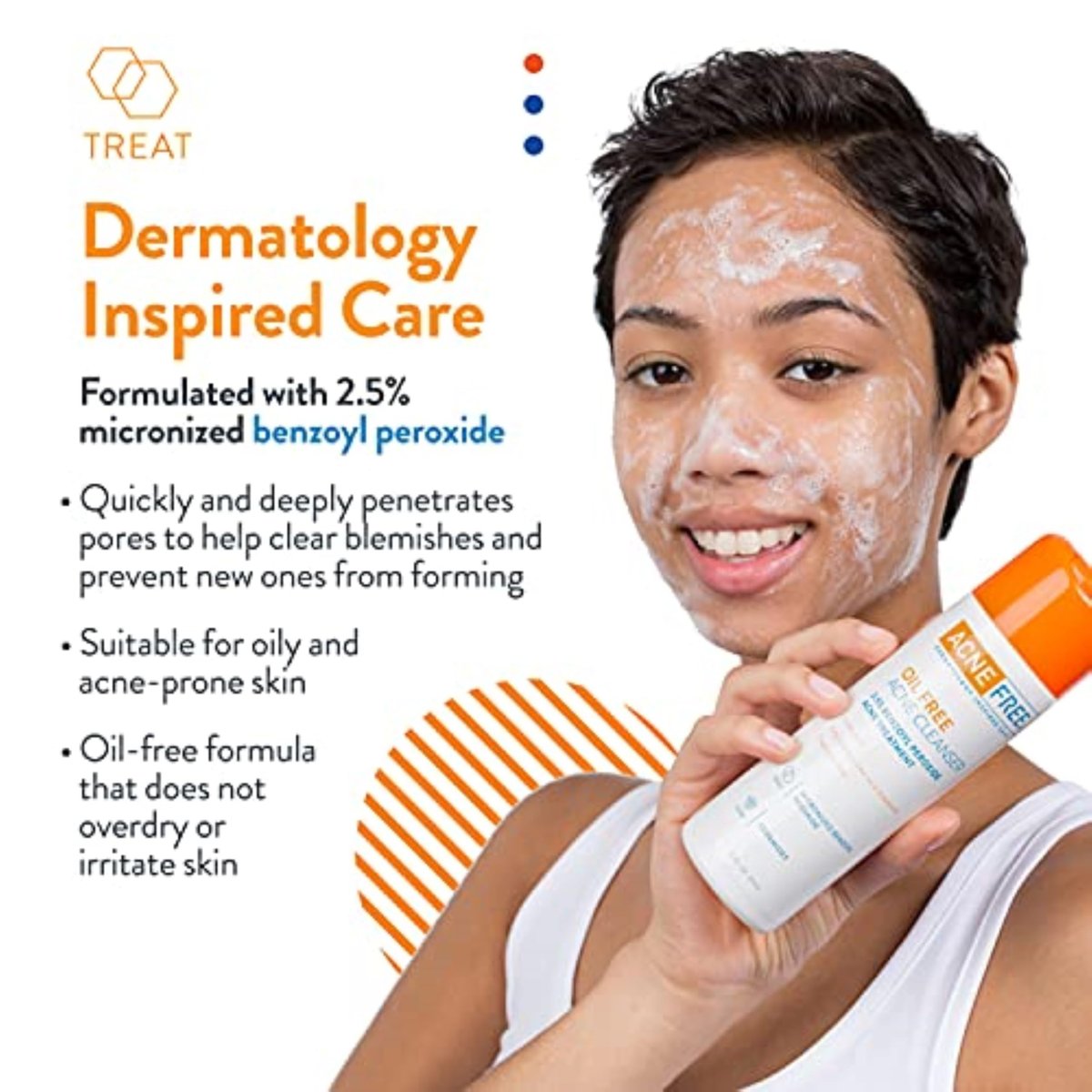 AcneFree Oil-Free Cleanser with Benzoyl Peroxide 2.5% and Glycolic Acid – Unscented, 8 Fl Oz - görsel 6