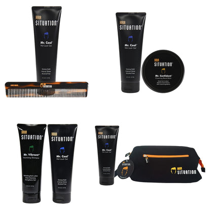 Hair Situation Mr. Cool Wet Look Strong Hold Hair Gel - 8 Fl Oz, High Shine, Anti-Humidity, Anti-Frizz, Alcohol-Free, No Flake, Vitamin-Enriched