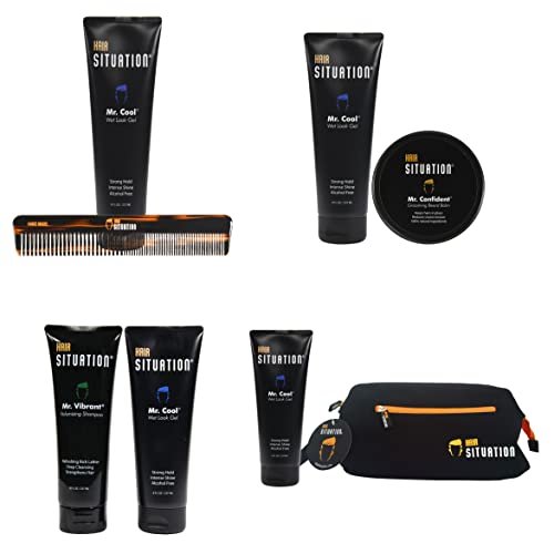 Hair Situation Mr. Cool Wet Look Strong Hold Hair Gel - 8 Fl Oz, High Shine, Anti-Humidity, Anti-Frizz, Alcohol-Free, No Flake, Vitamin-Enriched - görsel 14