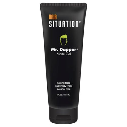 Hair Situation Mr. Dapper Matte Look Strong Hold Styling Hair Gel for Men - Anti-Humidity, Anti-Frizz, Alcohol-Free, No Flake, 6 Fl Oz Avelisse