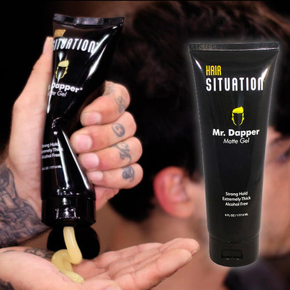 Hair Situation Mr. Dapper Matte Look Strong Hold Styling Hair Gel for Men - Anti-Humidity, Anti-Frizz, Alcohol-Free, No Flake, 6 Fl Oz Avelisse