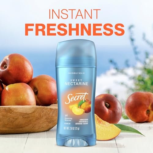 Secret Fresh Antiperspirant Deodorant for Women, 72hr Breathable Sweat & Odor Protection, Instant Freshness & Gentle, PH Balancing Minerals, Invisible Solid, Sweet Nectarine Scent, 2.6 oz - görsel 10