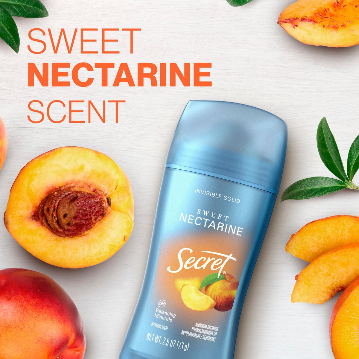 Secret Fresh Antiperspirant Deodorant for Women, 72hr Breathable Sweat & Odor Protection, Instant Freshness & Gentle, PH Balancing Minerals, Invisible Solid, Sweet Nectarine Scent, 2.6 oz - görsel 13