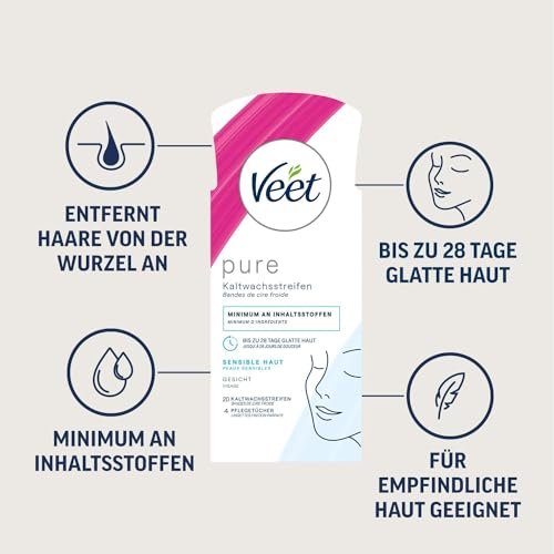 Veet Face Ready to Use Wax Strips for Sensitive Skin – 20 Count Avelisse