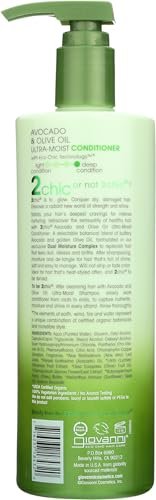 GIOVANNI 2chic Ultra-Moist Conditioner - Avocado & Olive Oil, Creamy Hydration Formula, Enriched with Aloe Vera, Shea Butter, Botanical Extracts, No Parabens, Color Safe - 24 oz - görsel 4