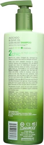 Giovanni 2chic Ultra-Moist Shampoo – Avocado & Olive Oil, 24 oz – Hydrating, Color-Safe, Paraben-Free