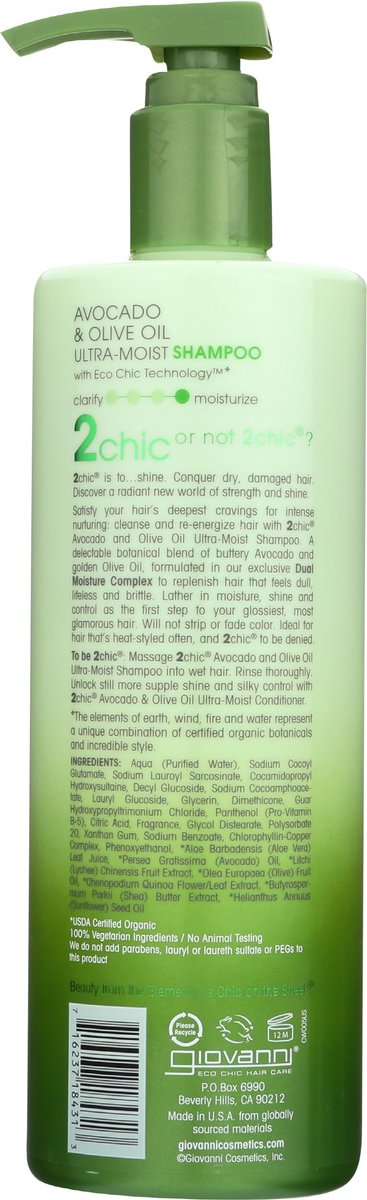 Giovanni 2chic Ultra-Moist Shampoo – Avocado & Olive Oil, 24 oz – Hydrating, Color-Safe, Paraben-Free - görsel 4