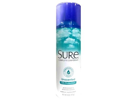 Sure Unscented Aerosol Antiperspirant and Deodorant - 24 Hour Protection for Men and Women - Fast Drying Spray - Pack of 6 Avelisse
