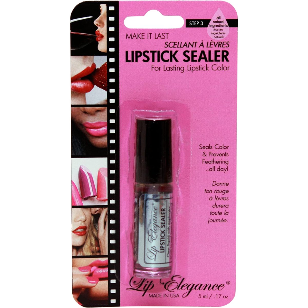 Lip Elegance Lipstick Sealer – Long Lasting Lipstick Sealer with Brush Applicator – Waterproof, Smudge Proof, Oilproof – All Day Liplock Effect 0.17 Fl Oz - görsel 1