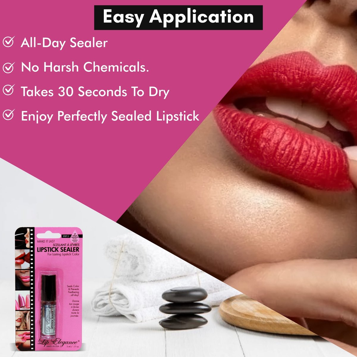 Lip Elegance Lipstick Sealer – Long Lasting Lipstick Sealer with Brush Applicator – Waterproof, Smudge Proof, Oilproof – All Day Liplock Effect 0.17 Fl Oz - görsel 13