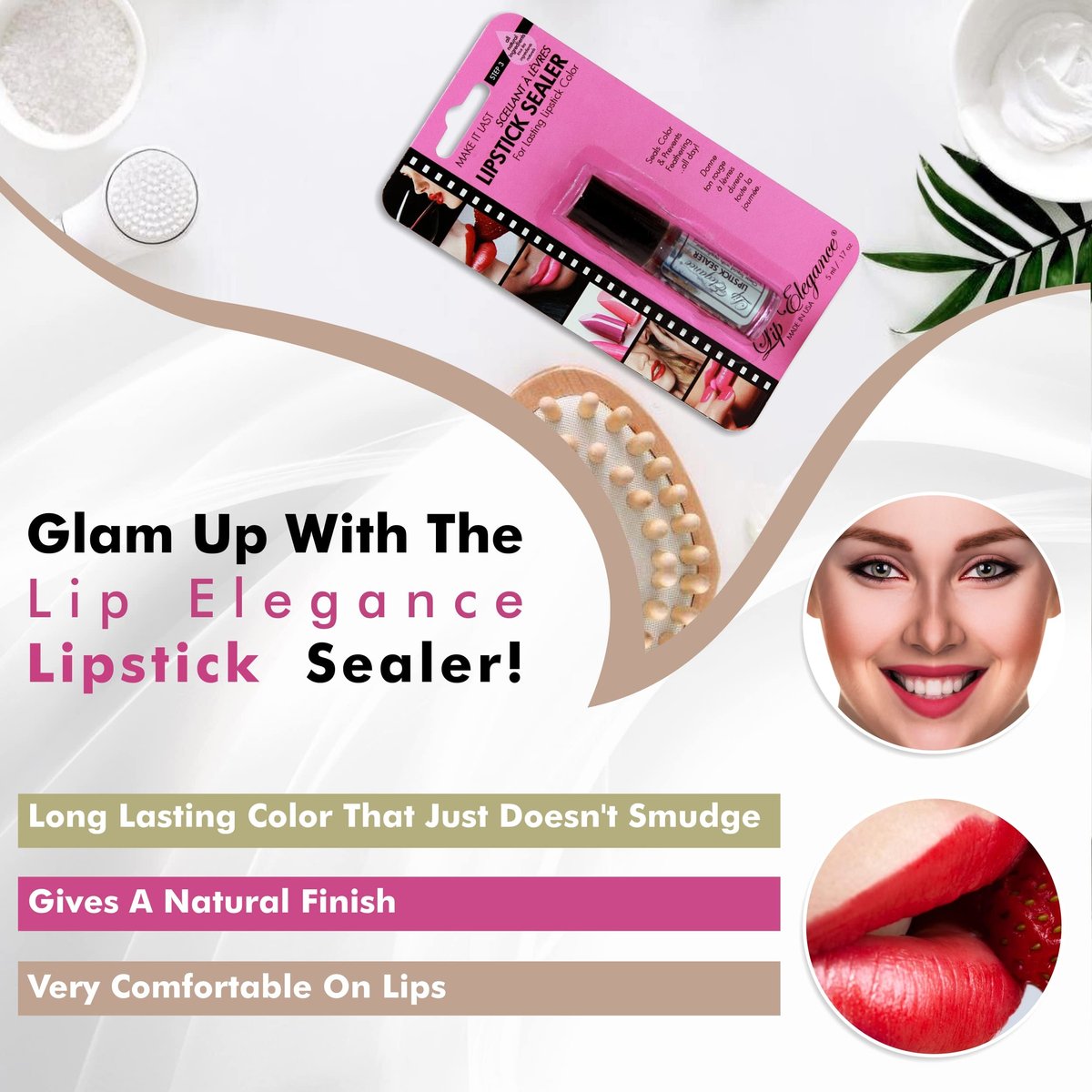 Lip Elegance Lipstick Sealer – Long Lasting Lipstick Sealer with Brush Applicator – Waterproof, Smudge Proof, Oilproof – All Day Liplock Effect 0.17 Fl Oz - görsel 9