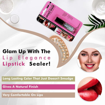 Lip Elegance Lipstick Sealer – Long Lasting Lipstick Sealer with Brush Applicator – Waterproof, Smudge Proof, Oilproof – All Day Liplock Effect 0.17 Fl Oz