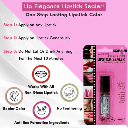 Lip Elegance Lipstick Sealer – Long Lasting Lipstick Sealer with Brush Applicator – Waterproof, Smudge Proof, Oilproof – All Day Liplock Effect 0.17 Fl Oz