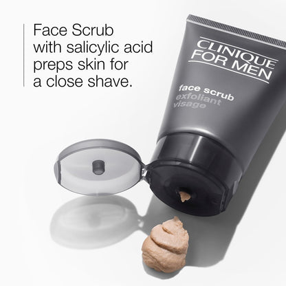 Clinique For Men Exfoliating + Cleansing Face Scrub with Salicylic Acid – Gentle Daily Cleanser & Shave Prep, 3.4 Fl Oz