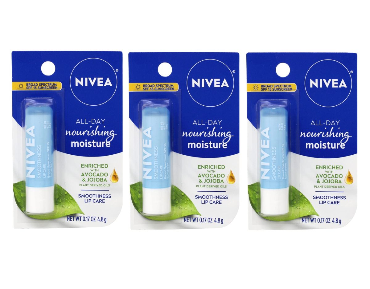 NIVEA Smoothness Lip Care SPF 15, 0.17 oz (Pack of 3) – Moisturizing Lip Balm with Sun Protection - görsel 2