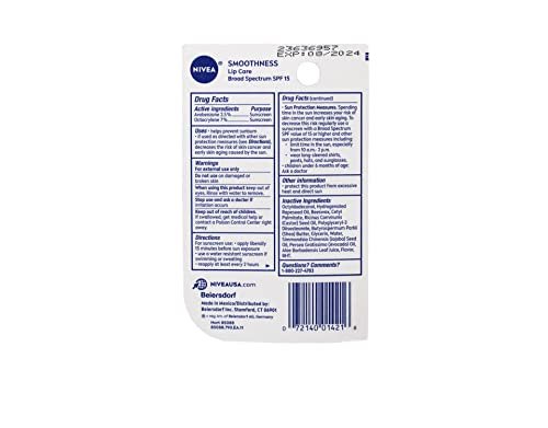 NIVEA Smoothness Lip Care SPF 15, 0.17 oz (Pack of 3) – Moisturizing Lip Balm with Sun Protection - görsel 7