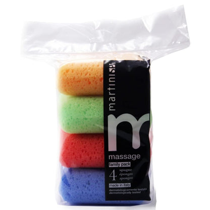 MartiniSPA Massage Color Squares Soft Family Size - 37 g - 4 Count Bath Sponges