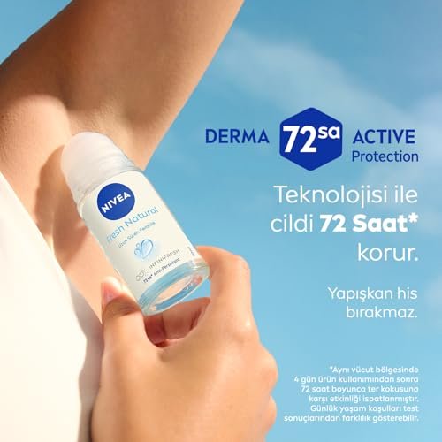 Nivea Fresh Natural Roll-On Deodorant for Women, 1.69 Fl Oz (50ml) - Pack of 3 Avelisse