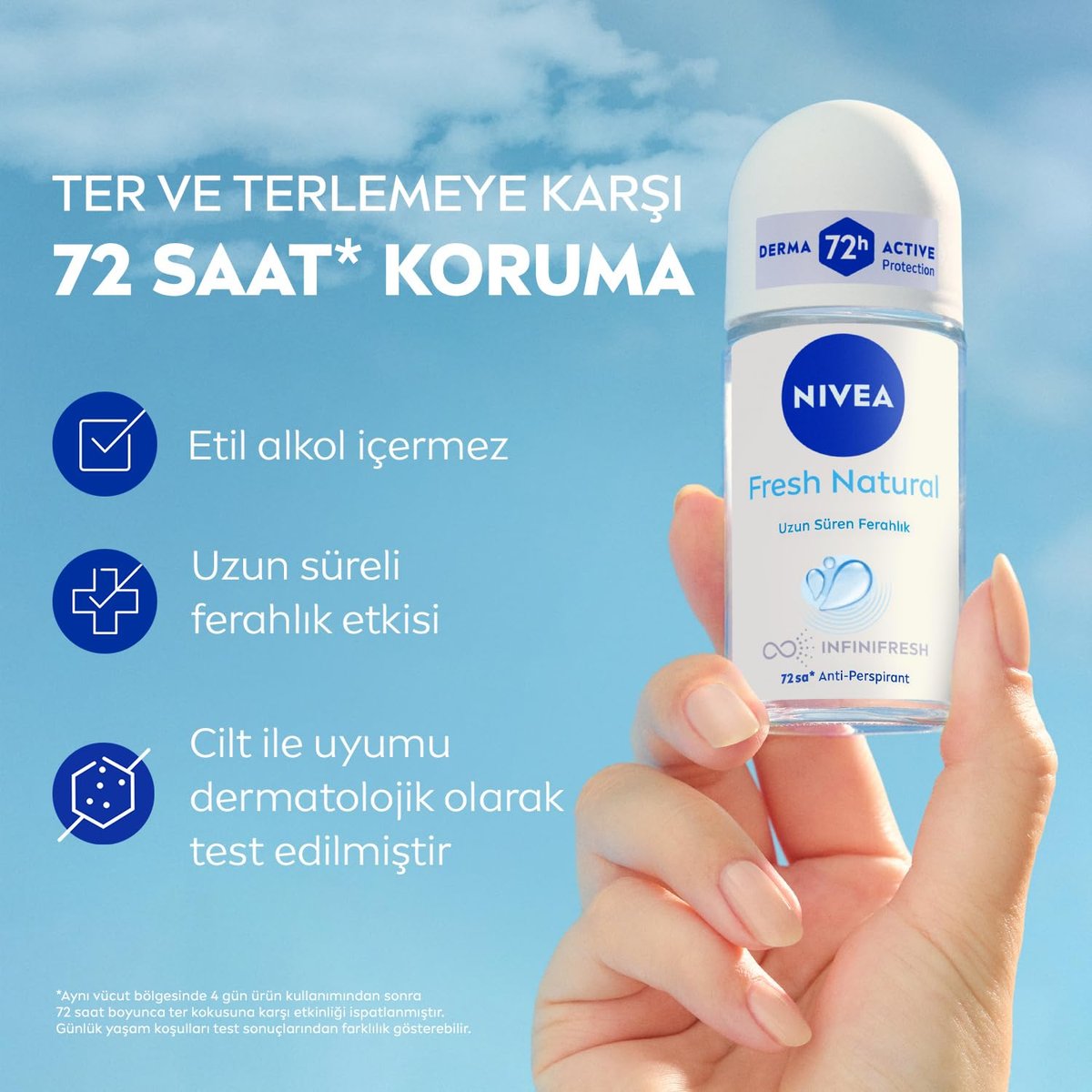 Nivea Fresh Natural Roll-On Deodorant for Women, 1.69 Fl Oz (50ml) - Pack of 3 Avelisse