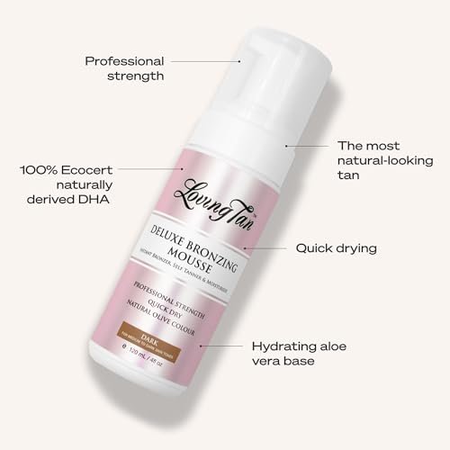 Loving Tan 8 HR Deluxe Self Tanning Mousse, Dark - Streak-Free, Professional Quality Sunless Tanning, 4 Fl Oz Avelisse