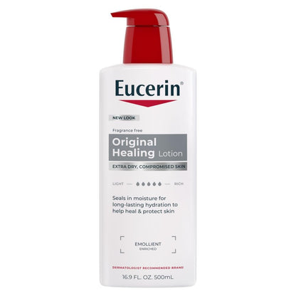 Eucerin Original Healing Rich Body Lotion for Extremely Dry, Compromised Skin, Emollient Enriched Body Moisturizer, 16.9 Fl Oz