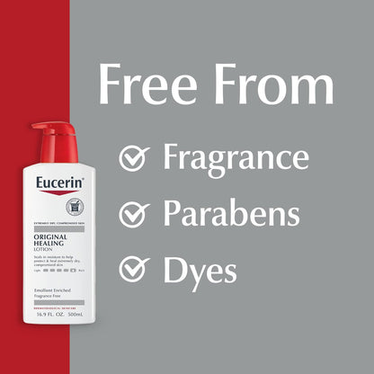 Eucerin Original Healing Rich Body Lotion for Extremely Dry, Compromised Skin, Emollient Enriched Body Moisturizer, 16.9 Fl Oz