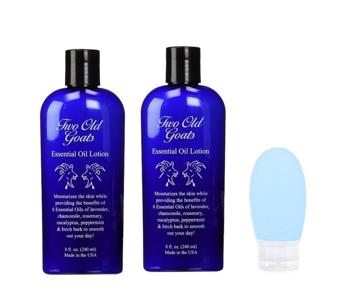 Two Old Goats Lotion 8oz (Pack of 2) with Exclusive Travel Bottle – Premium Body Moisturizer Avelisse