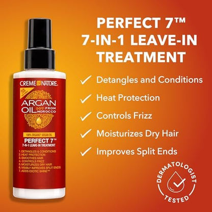 Creme of Nature Perfect 7 Leave-In Treatment 7-in-1 Spray with Argan Oil for Frizz Control, Heat Protection & Detangling