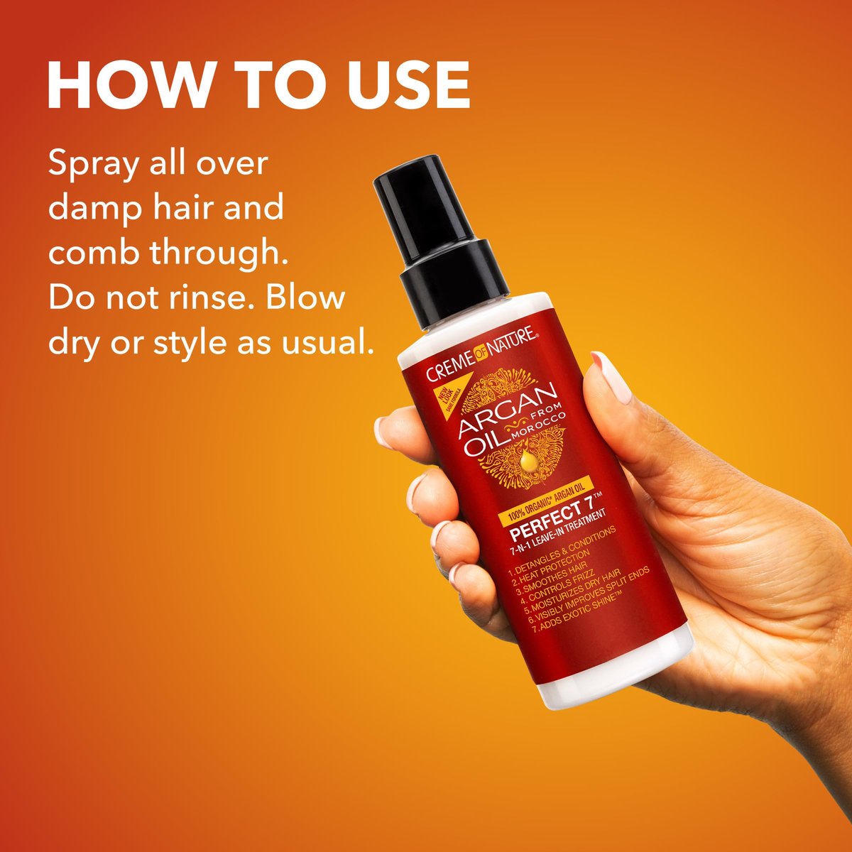 Creme of Nature Perfect 7 Leave-In Treatment 7-in-1 Spray with Argan Oil for Frizz Control, Heat Protection & Detangling - görsel 11