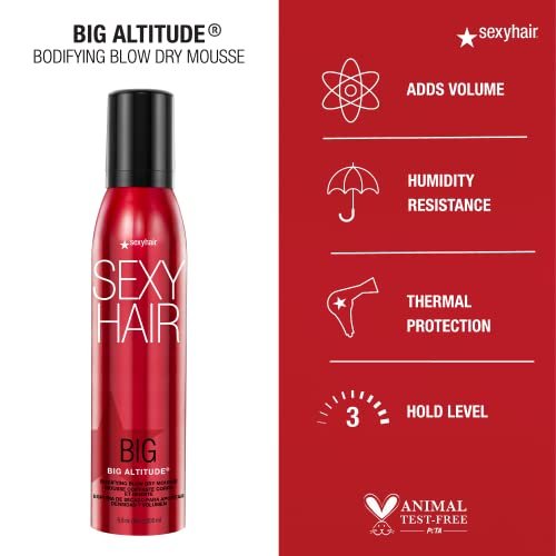 SexyHair Big Altitude Bodifying Blow Dry Mousse – 6.8 oz – Volumizing & Humidity-Resistant Styling Mousse with Thermal Protection - görsel 5