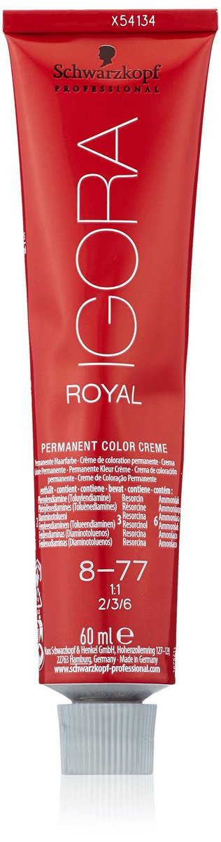 Schwarzkopf Royal Igora 8-77 Copper Hair Color 60ml - Permanent Hair Dye Avelisse